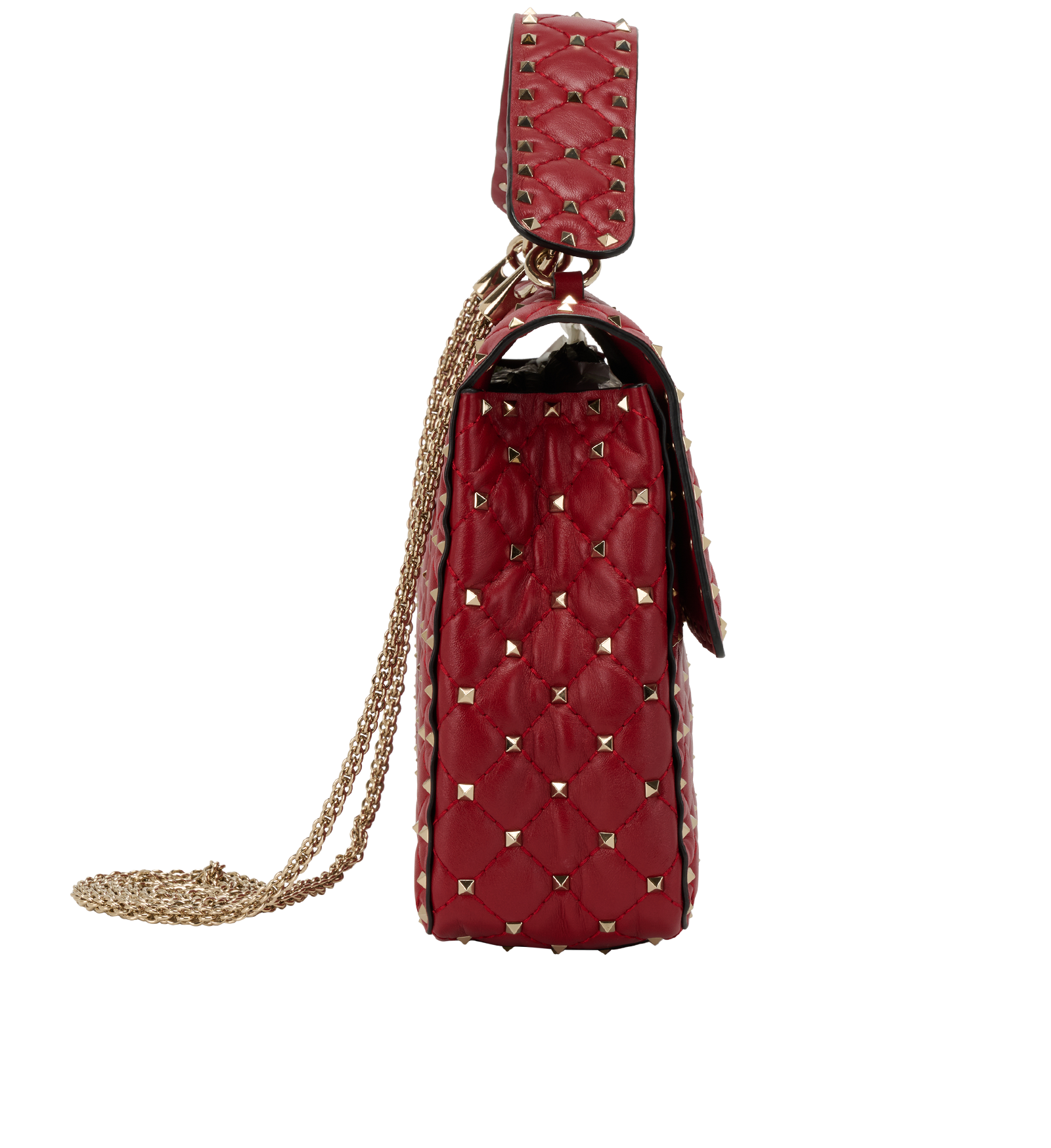 Large Rockstud Spike Shoulder Bag, &pound;650, Handbags, Red, Leather, Side view